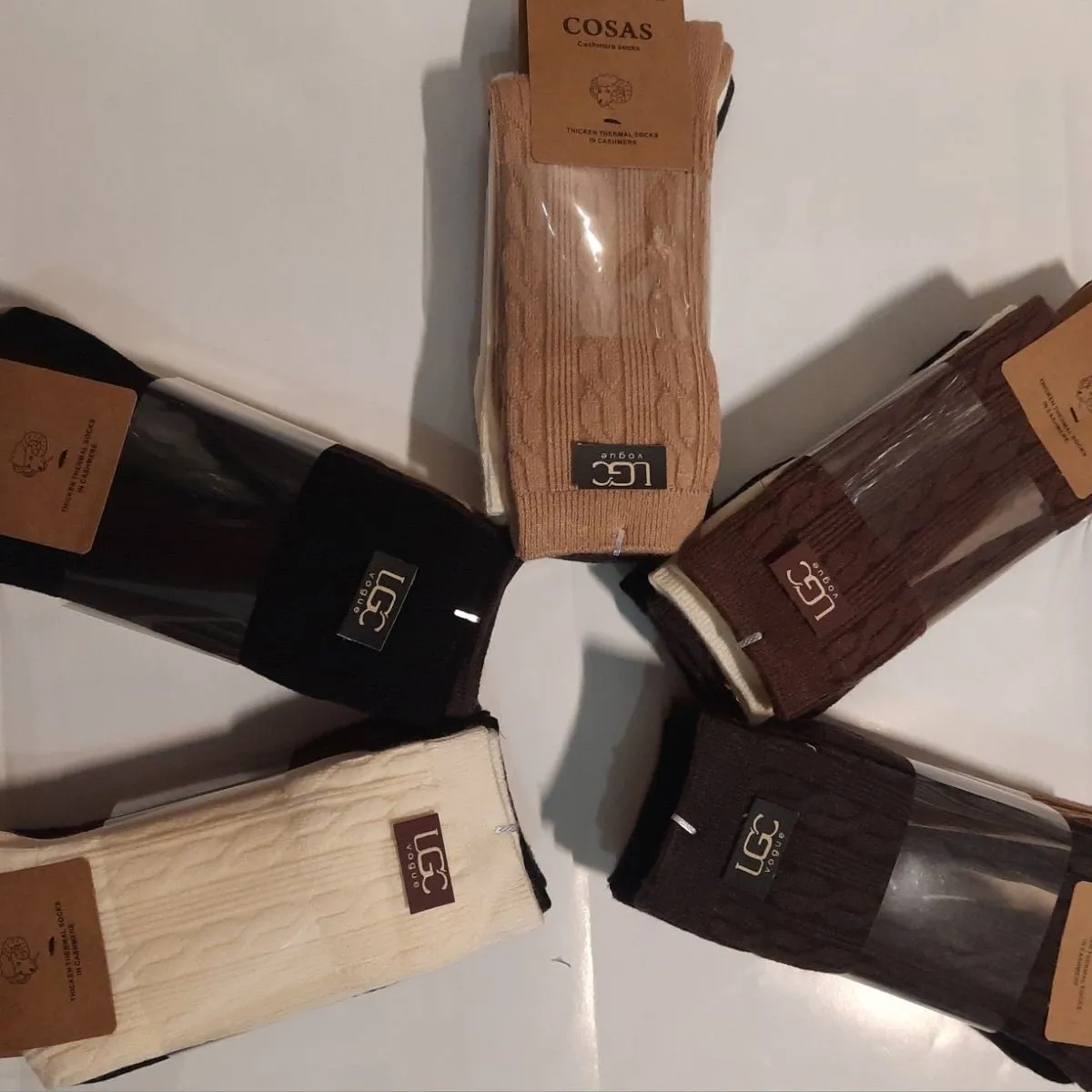 Skarpetki damskie COSASAS UGG beżowe/czarne/brązowe