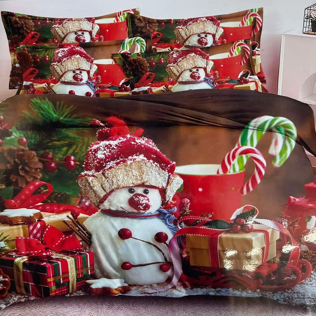 Komplet Pościel 160/200 3cz Śnieg Świąteczny