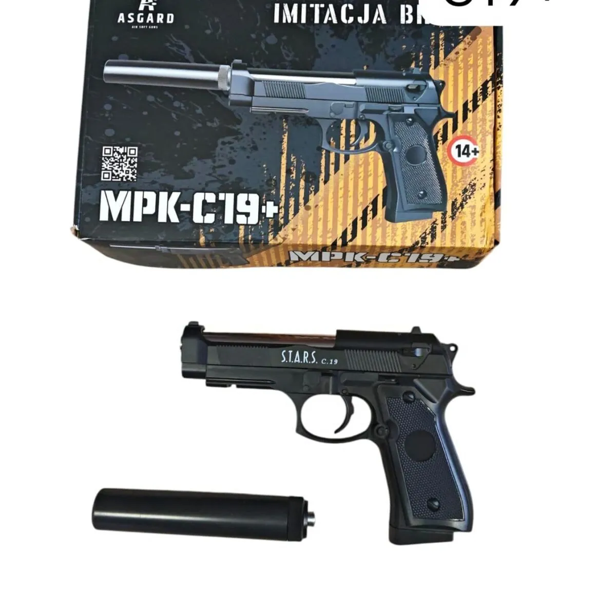 Pistolet metalowy MPK-C19+ Imitac. JB Asgard z tłumikiem