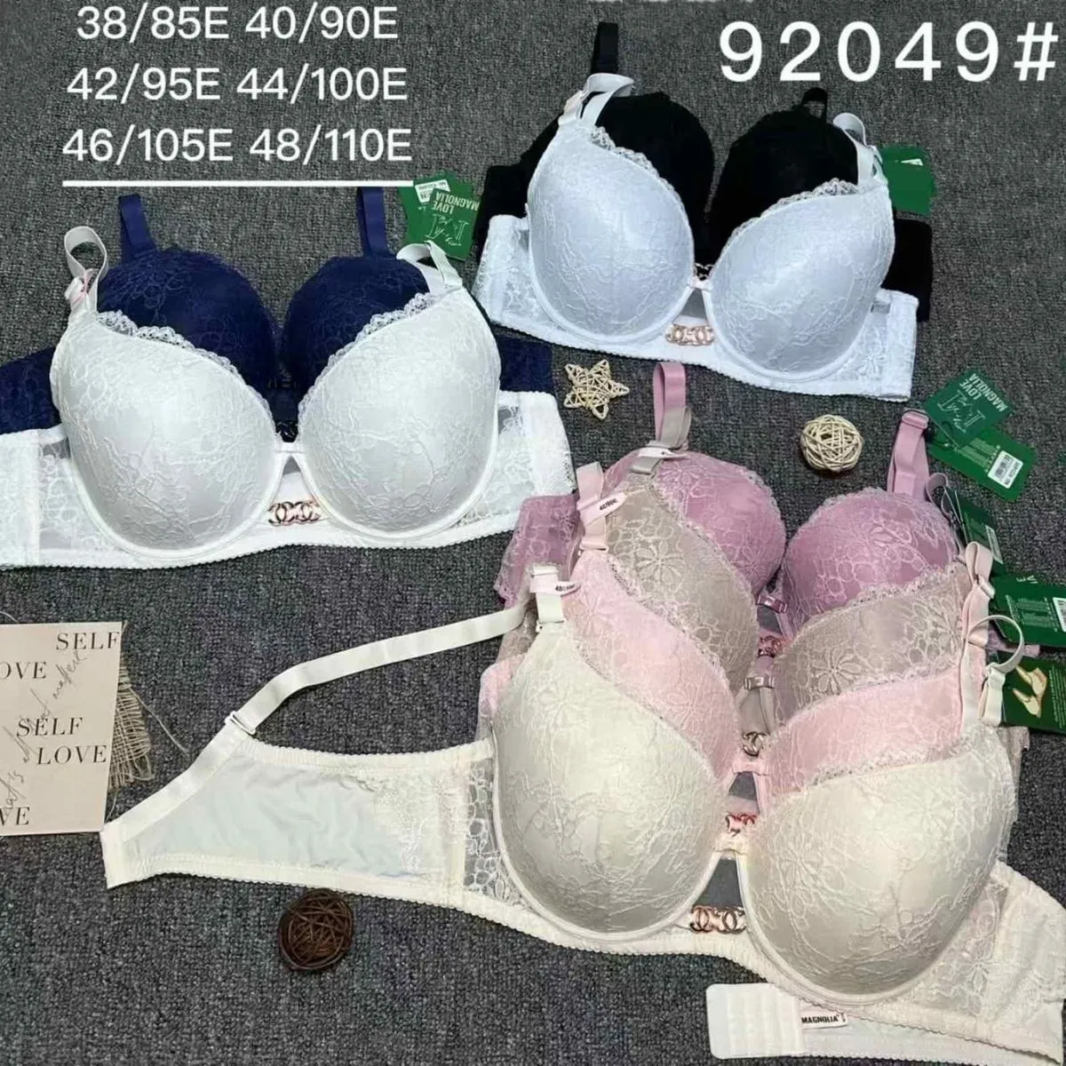 Biustonosz damski push-up koronka 38/85-48/110 czarny/biały/różowy/granatowy