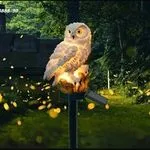 Lampa Solarna LED Ogrodowa Sowa Biała na Pniu - 6 szt.