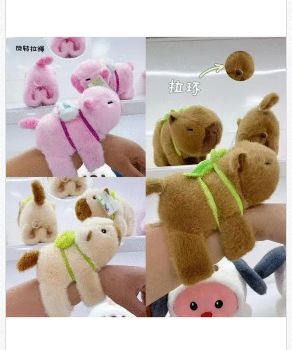 Maskotka Kapibara na Rękę - Pluszowa Opaska Mix Kolorów 20szt