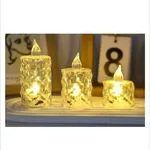 Świeca Elektryczna LED 4x5cm Złoty Kryształ