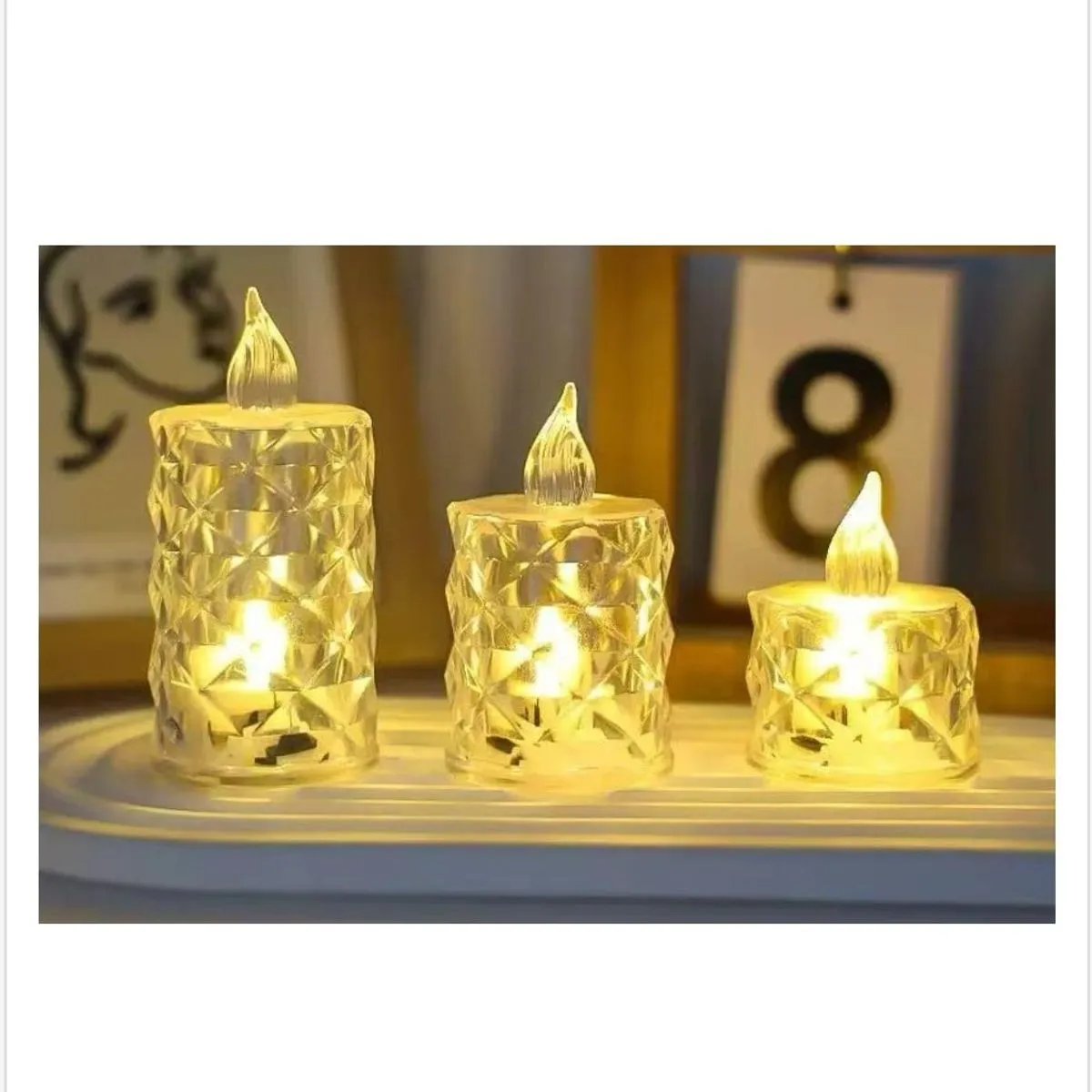 Świeca Elektryczna LED 4x6.5cm Złoty Kryształ