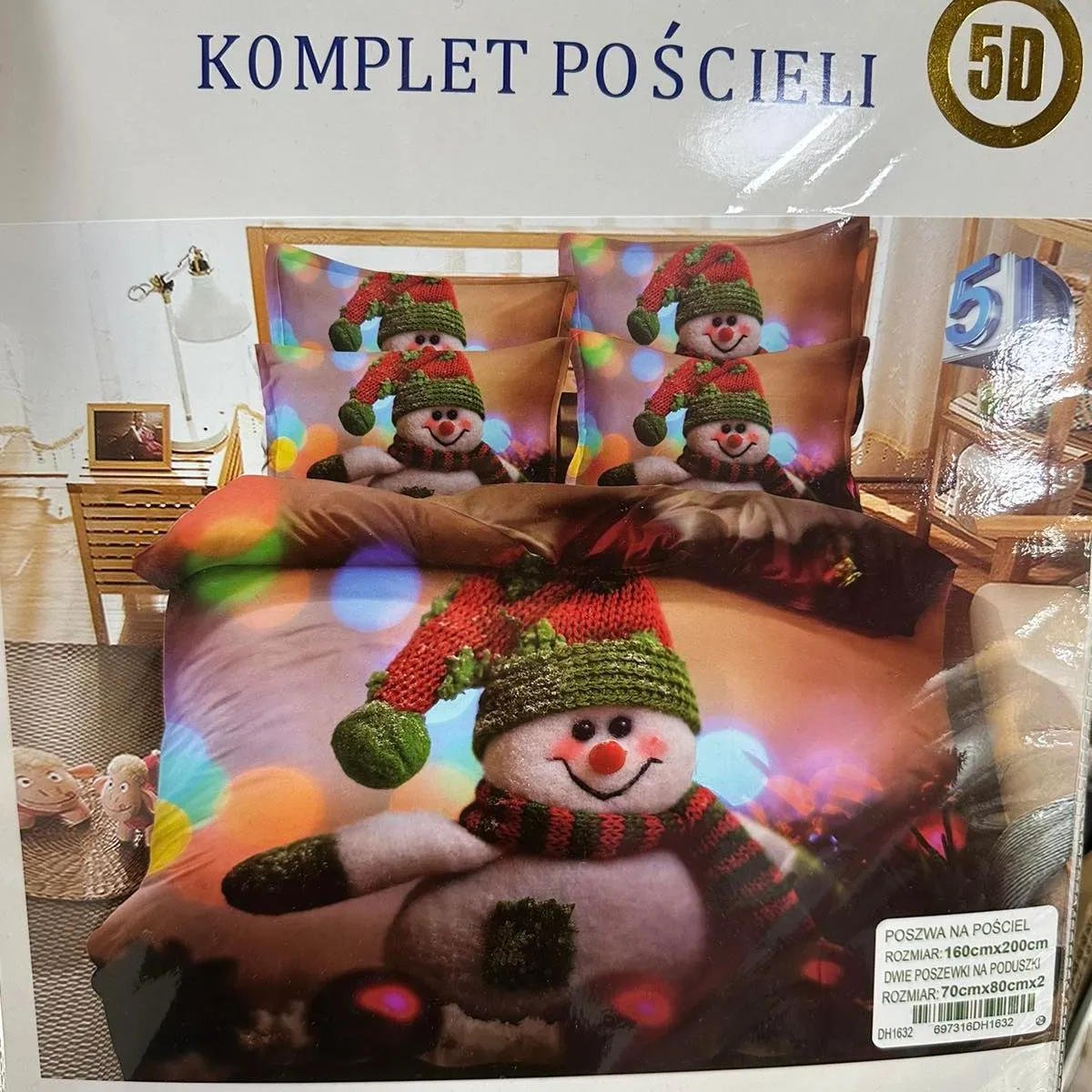 Komplet Pościeli 5cz Rui Bang 160/200 Śnieg Świąteczny