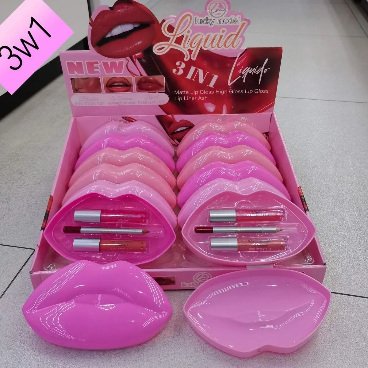 Zestaw 3w1 Liquid Lip Gloss Liner Matte Gloss Lady Lip