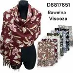 Szaliki damskie kwiatowe 100% wiskoza z bawełną D8817651