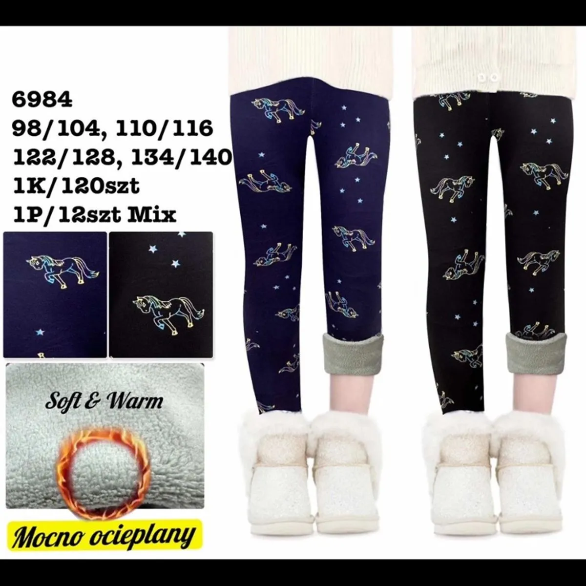 Leggingsy dla Dzieci Soft & Warm granatowe z gwiazdami