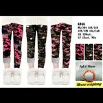 Legginsy dla dzieci 98-128 cm, wzór kamuflaż różowy/czarny