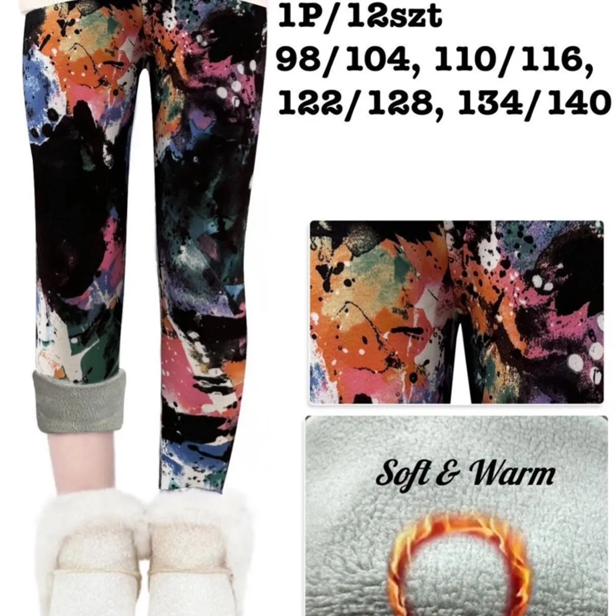 Legginsy dla dzieci Soft & Warm multikolorowe 69/128 cm