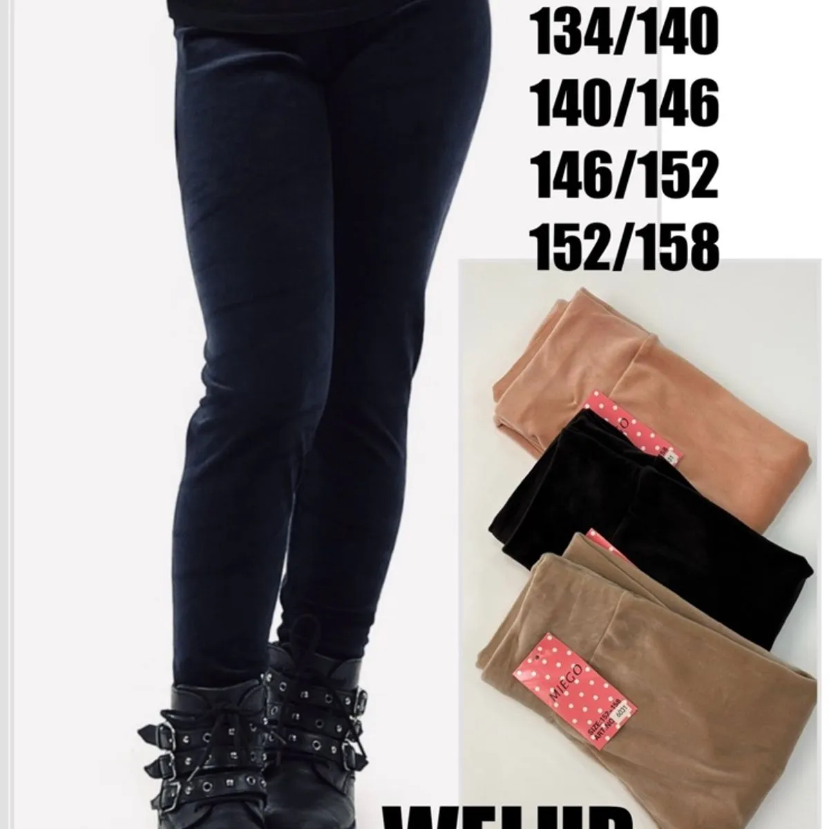 Leggingsy welurowe dla dzieci 134/140-152/158