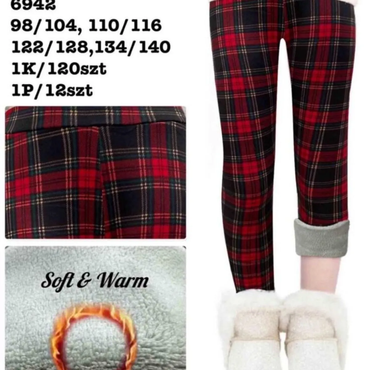 Legginsy dla dzieci w kratę 98/104, 110/116, 128/154, 140