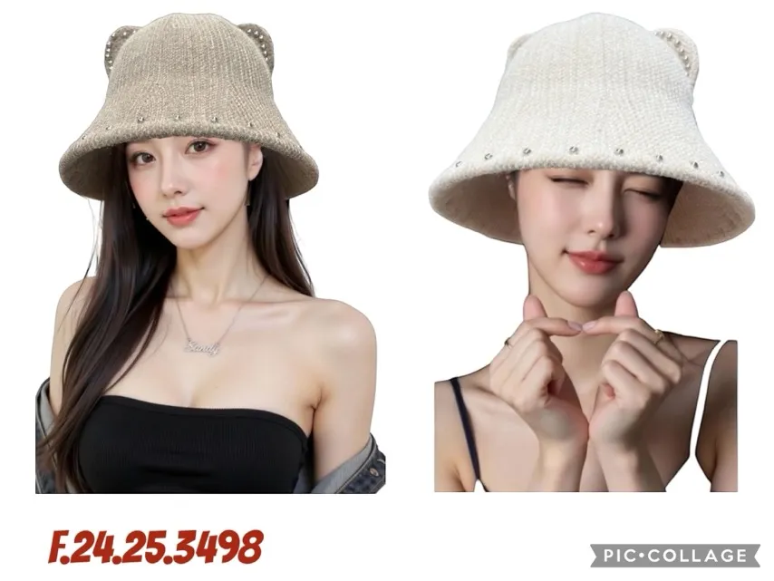 Czapki damskie beżowe z uszami bucket hat