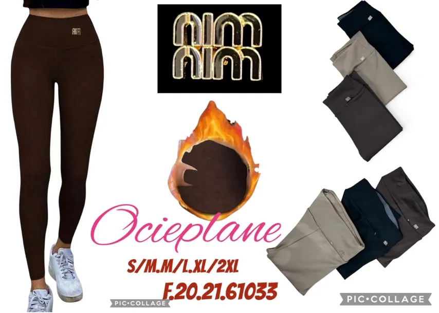 Legginsy damskie ocieplane S/M/L/XL/2XL brązowe/czarne
