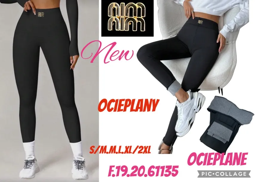 Legginsy damskie ocieplane S/M L XL XXL czarne