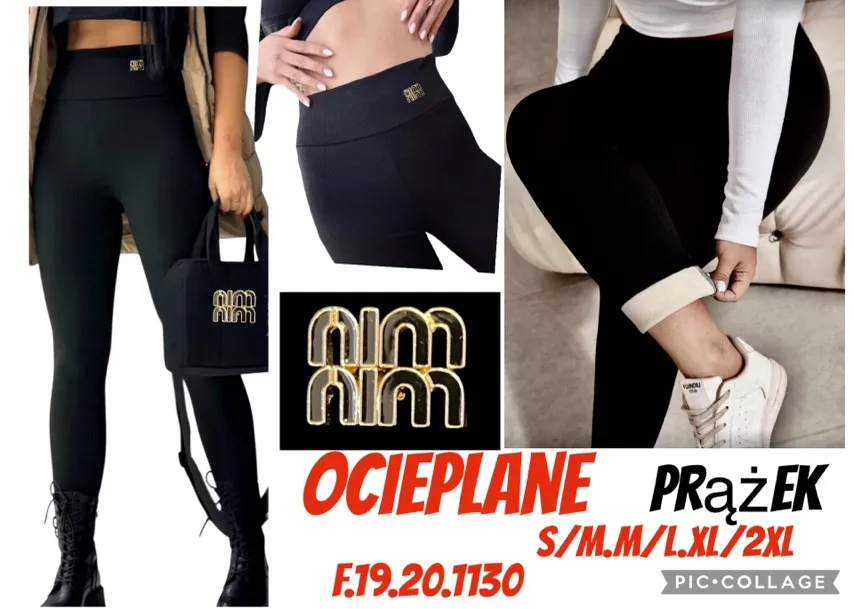 Legginsy damskie ocieplane prążek S/M/L/XL/2XL
