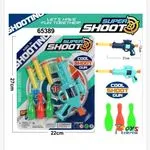 Zabawkowy pistolet Super Shoot z tarczycami i kręglami