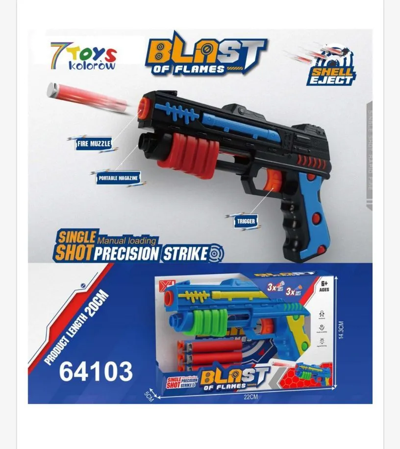 Zabawka pistolet Blast Shell Eject z wyrzutem łusek