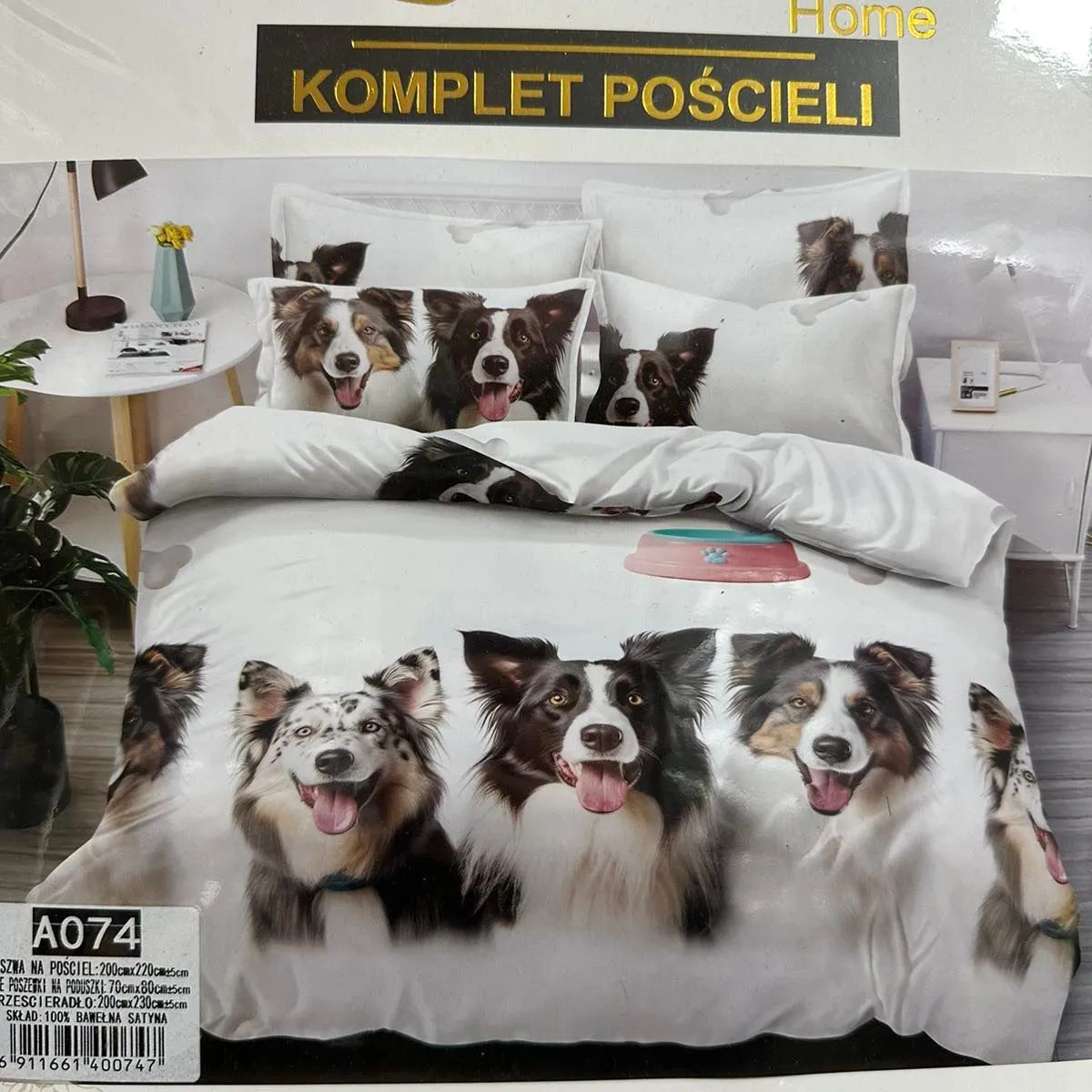 Komplet Pościeli 4CZ 200/220 Border Collie A074