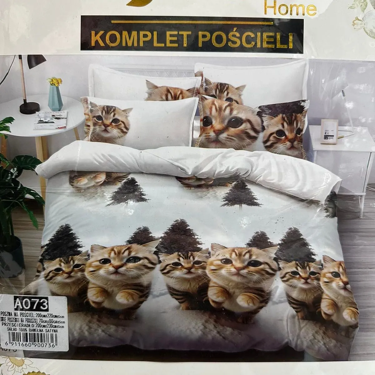 Komplet Pościeli 4CZ 200/220 Koty A073