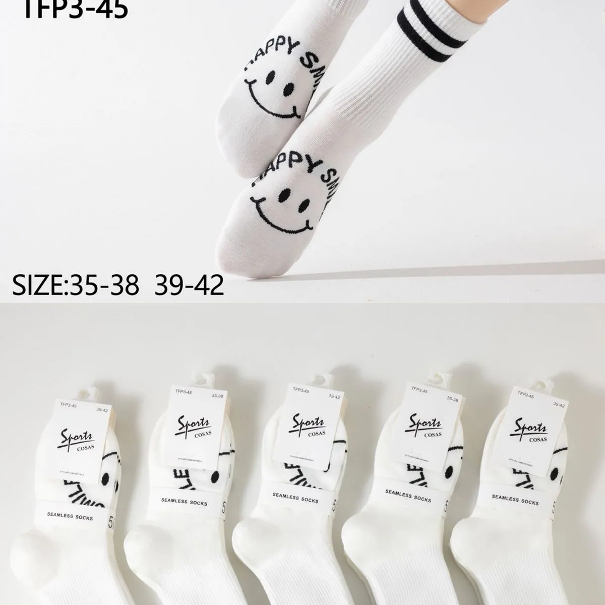 Skarpetki damskie COSASAS Happy Socks biało-czarne roz.