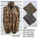 Szaliki damskie wzór leopard 50% bawełna 50% wiskoza Mix12 szt