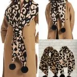 Szaliki damskie ociepiane leopard wzór 772 mix 2 szt