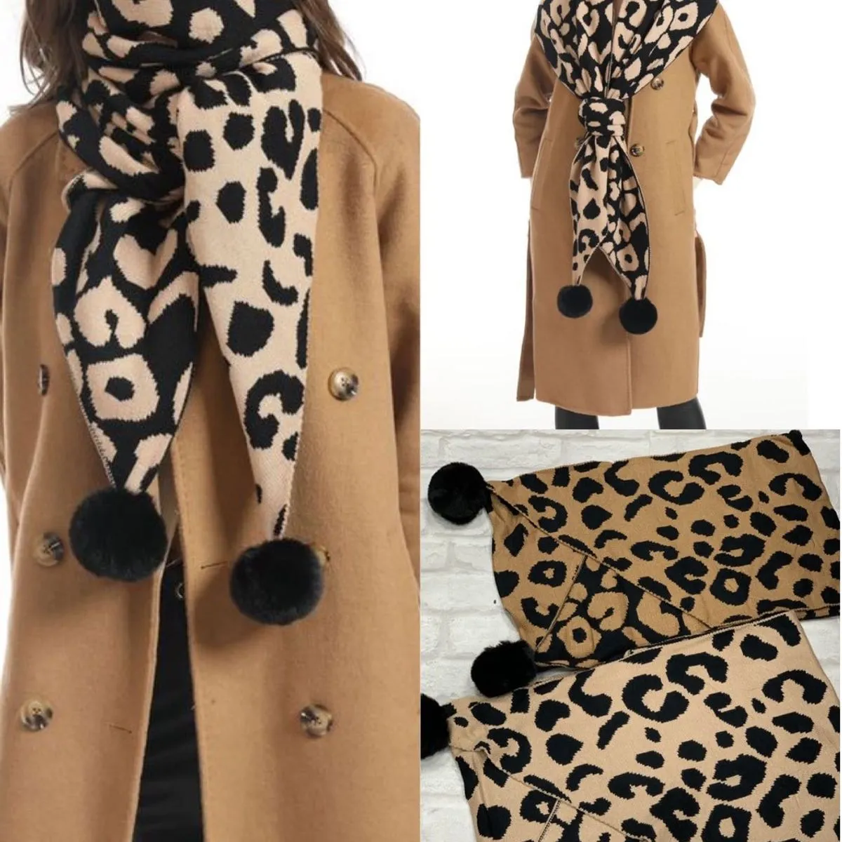Szal damski Acry, leopard wzór 772 mix 12 szt