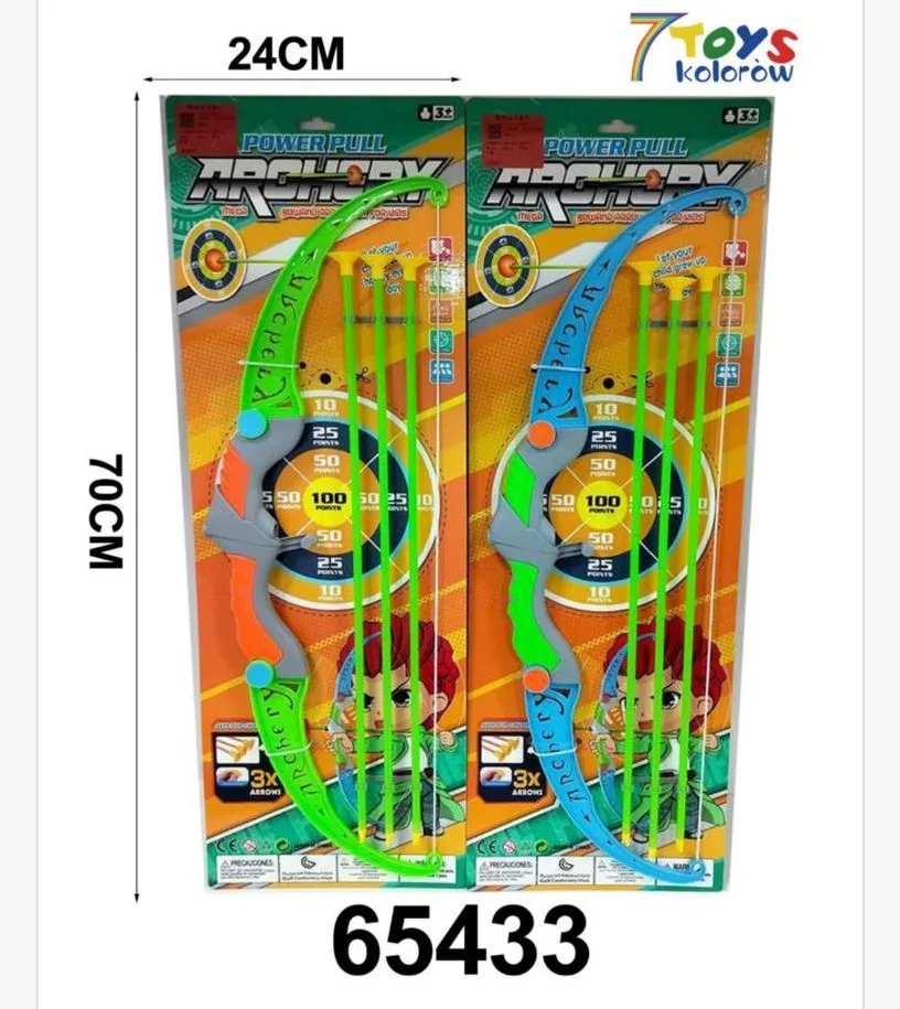 Zabawkowy Łuk Power Pull z 3 Strzałami 70x24 cm