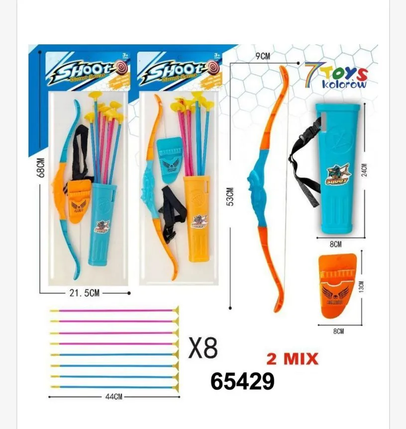 Zabawkowy Łuk ze Strzałami Shoot Toys 90cm x8 2 Mix