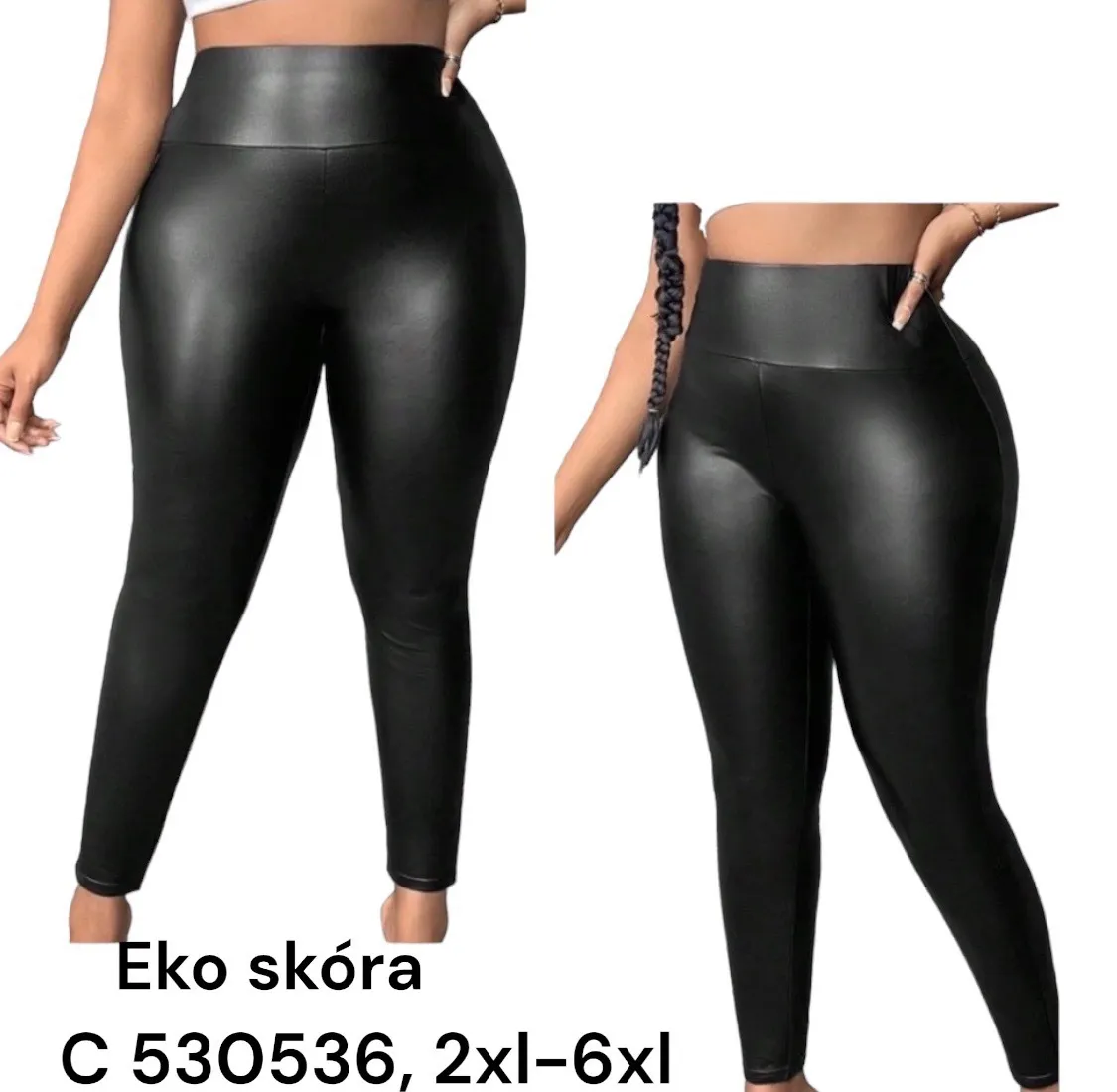 Legginsy damskie eko skóra XL-6XL czarne