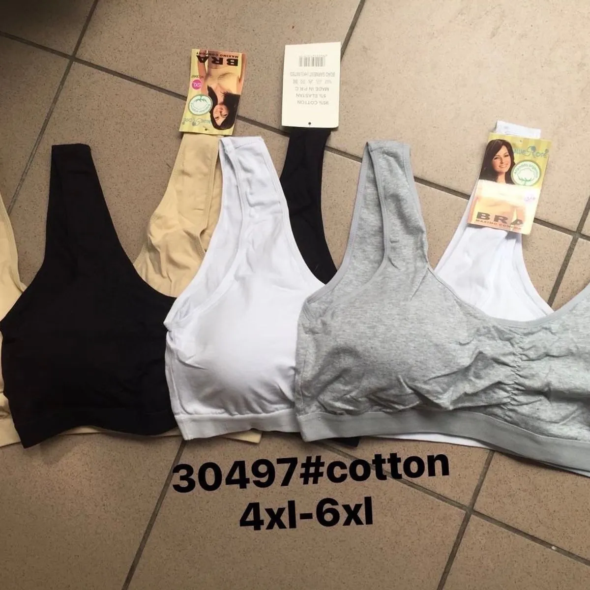 Biustonosz damski bawełniany 4XL-6XL beż/czarny/biały/szary