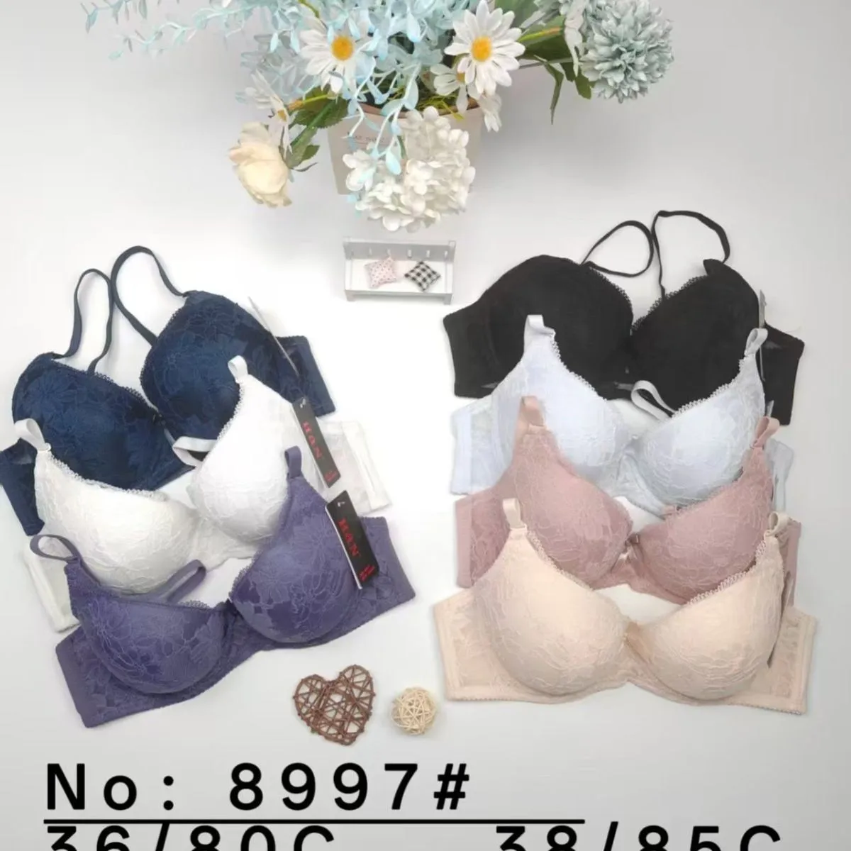 Biustonosz Damski Push-up 36/80-42/95C Czarny Biały Różowy