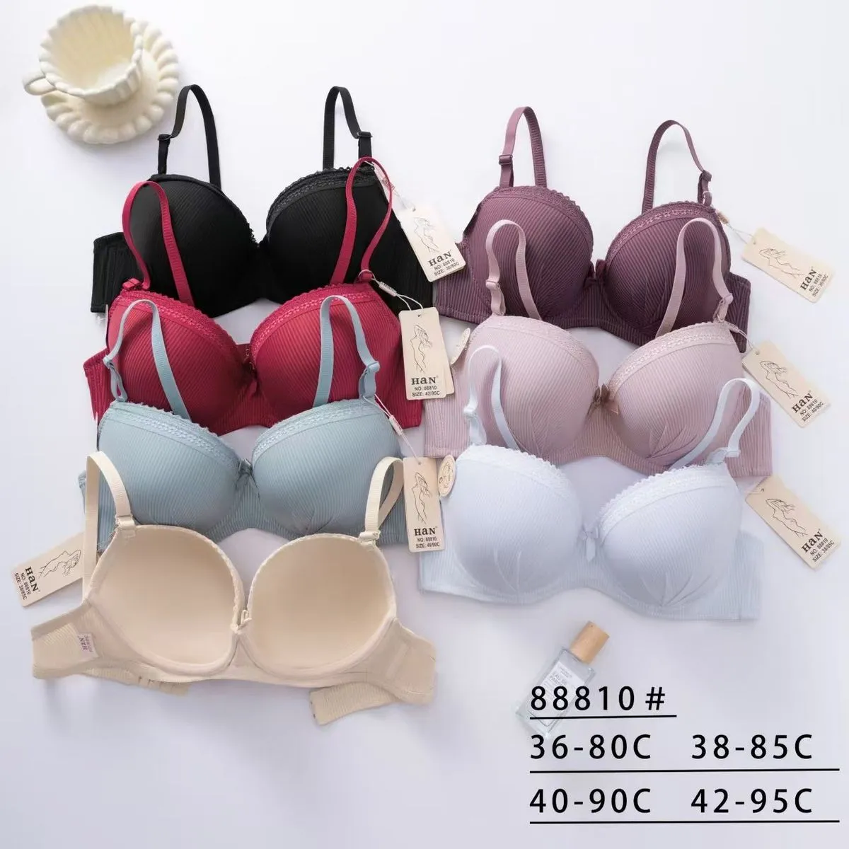 Biustonosz damski push-up wielokolorowy 36-95C