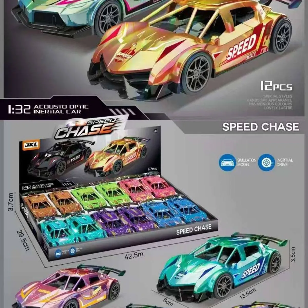 Zabawki Speed Chase 12 szt. 3,7cm x 4,2cm