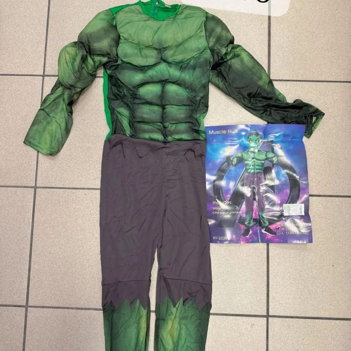 Strój Hulk SML zielony z mięśniami