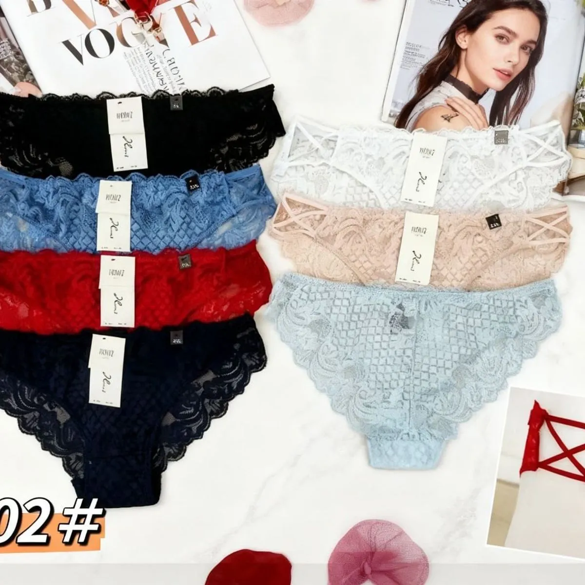 Majtki damskie koronkowe 6 szt. mix kolorów