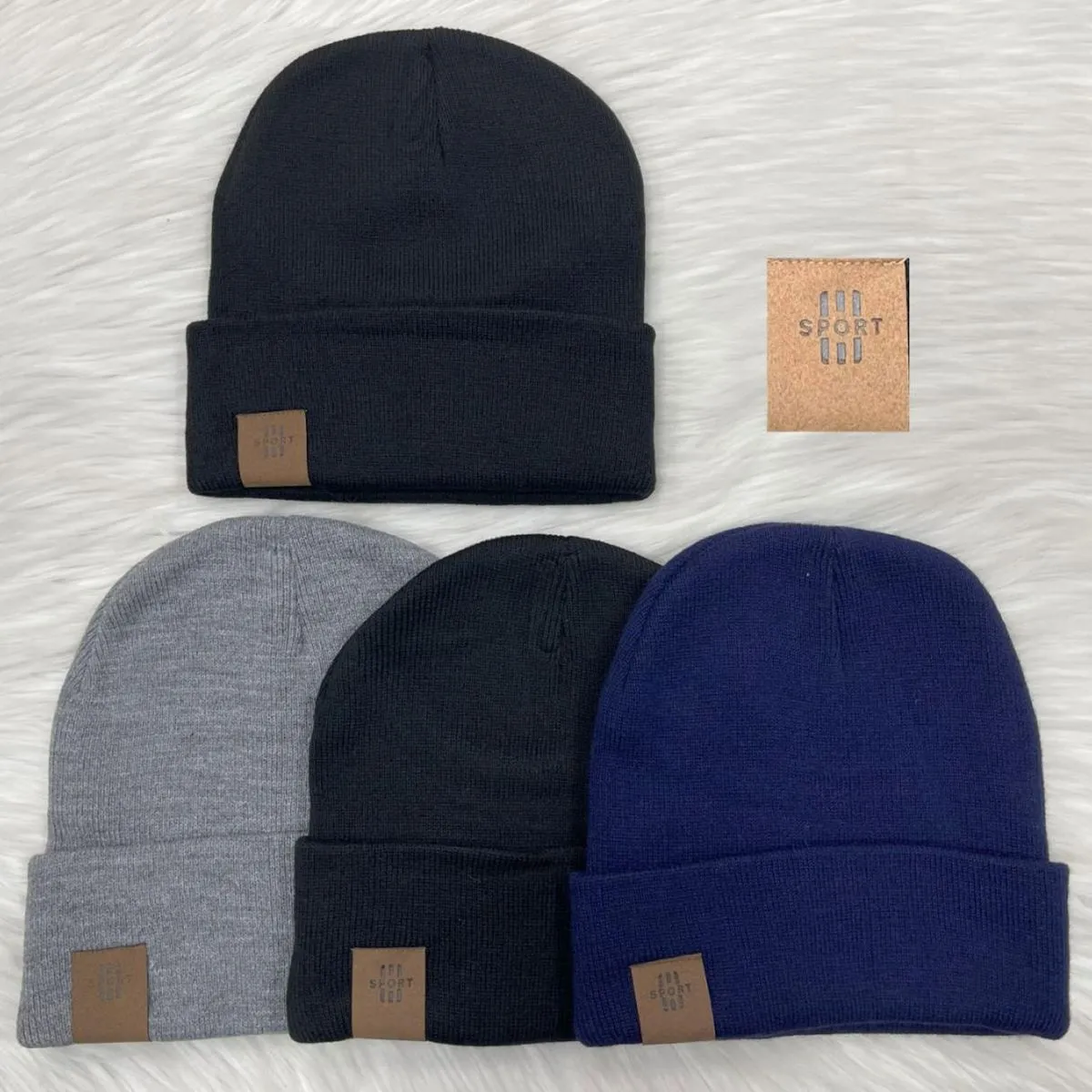 Czapki męskie beanie czarne, szare, granatowe