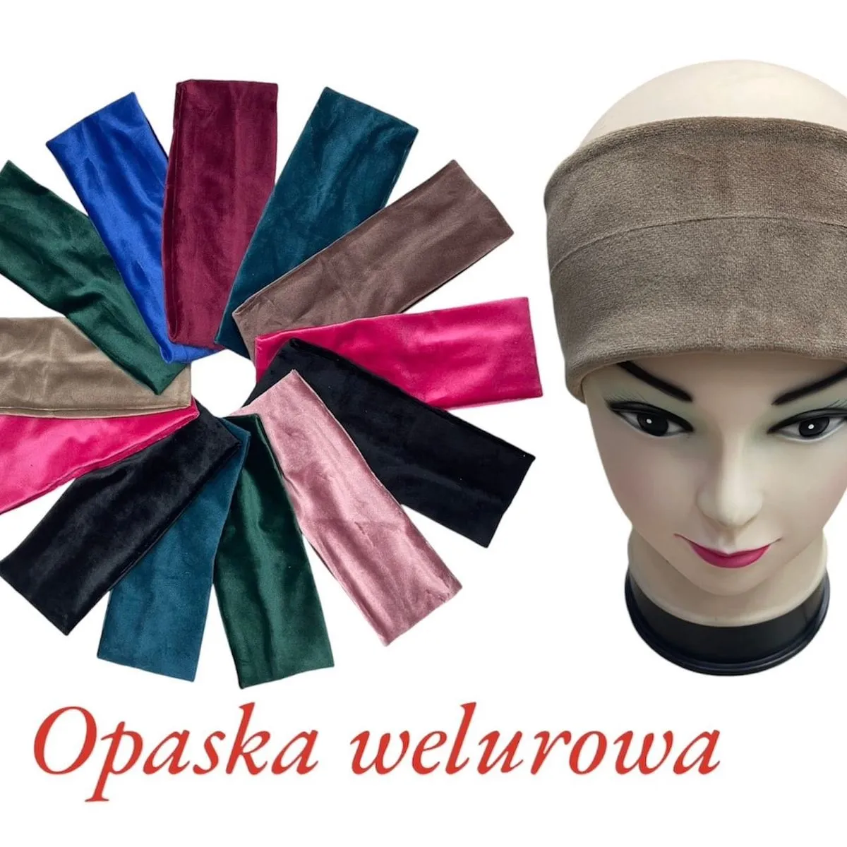 Opaska damska welurowa wielokolorowa