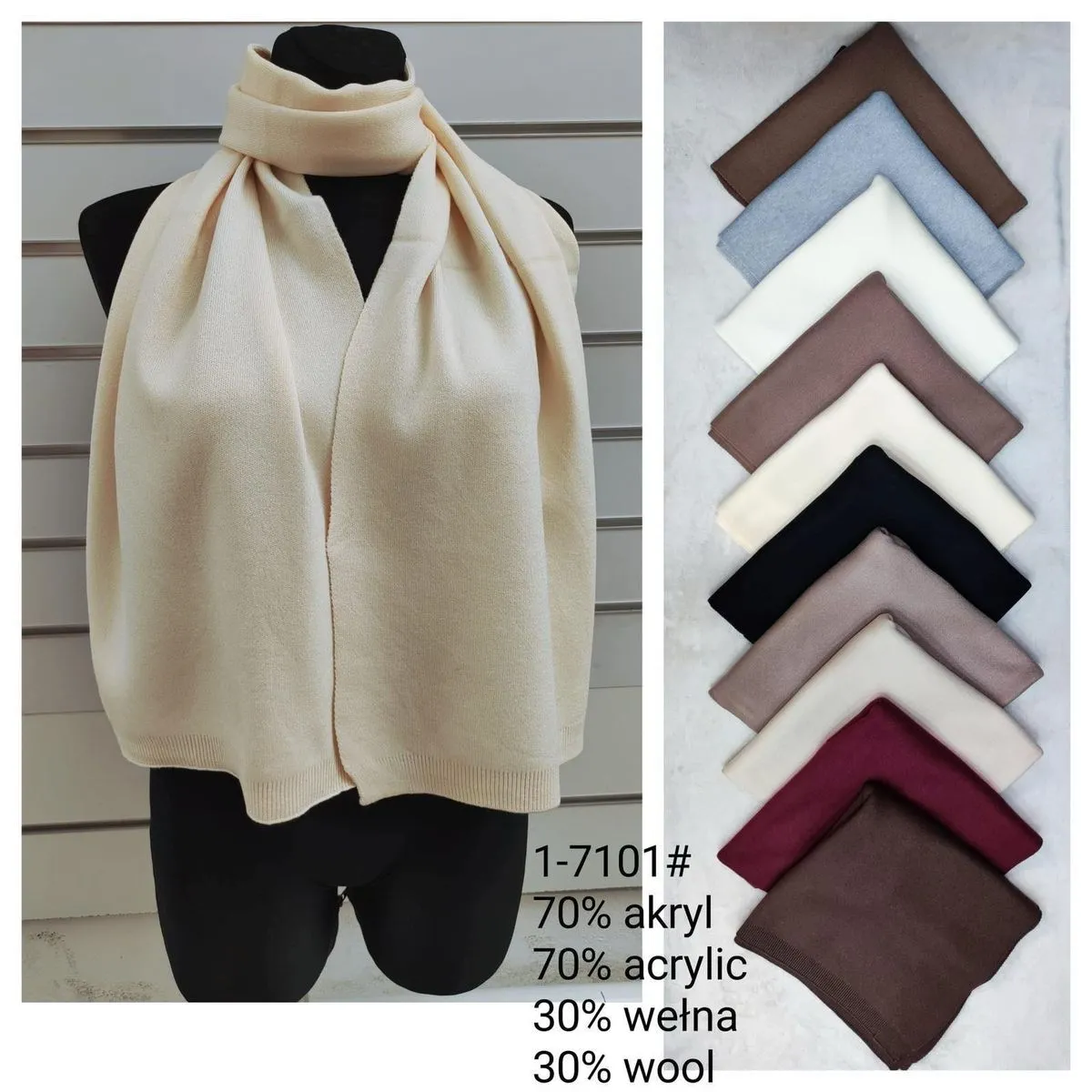 Szaliki damskie 70% akryl 30% wełna 1-7101#