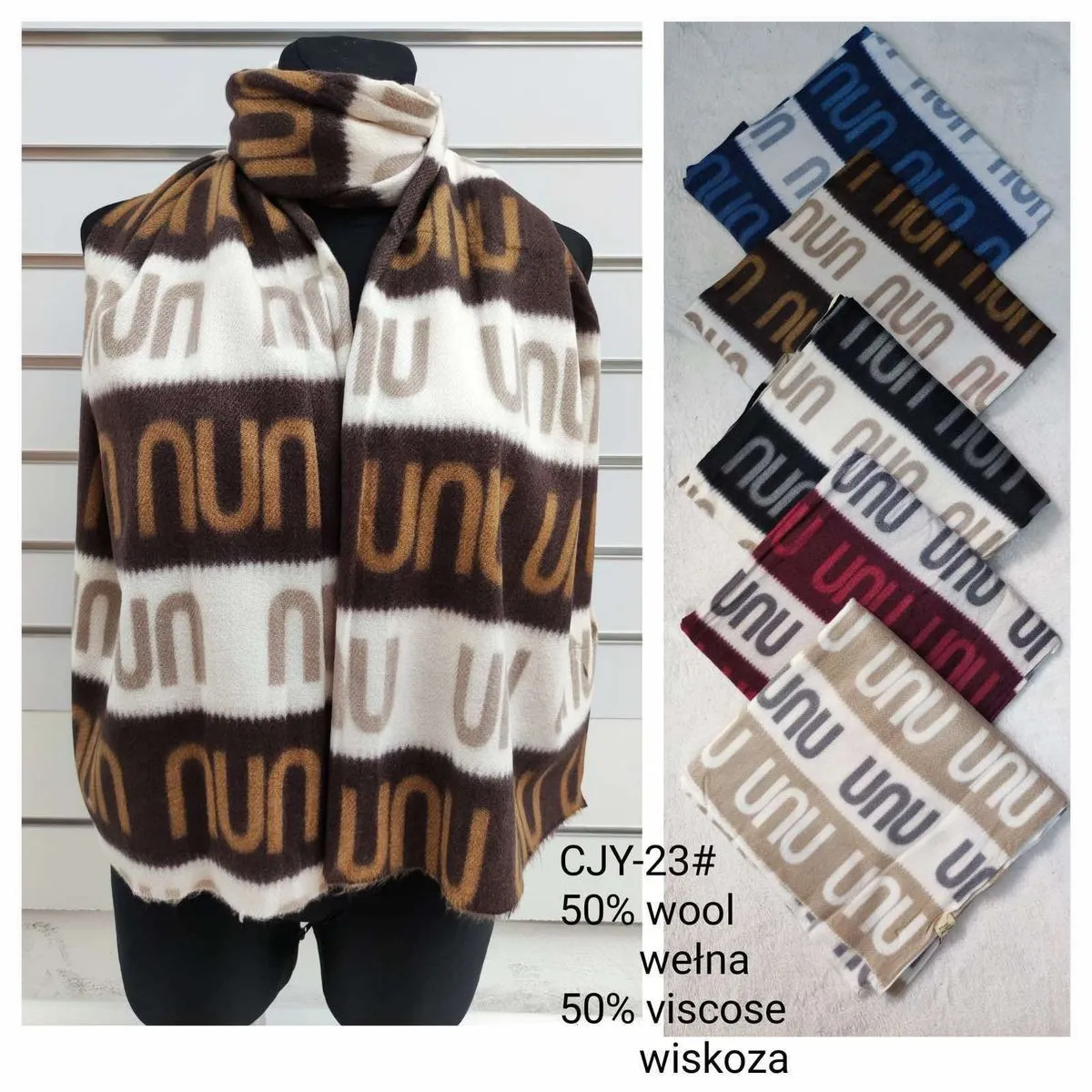 Szaliki damskie CJ-Y23 50% wełna 50% wiskoza