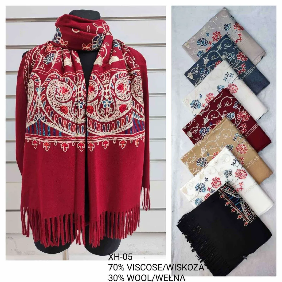 Szaliki damskie 70% wiskoza 30% wełna XH-05