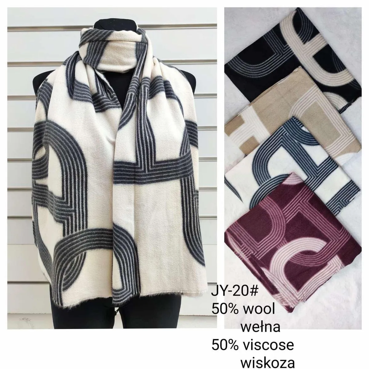 Szaliki damskie JY-20# 50% wełna 50% wiskoza