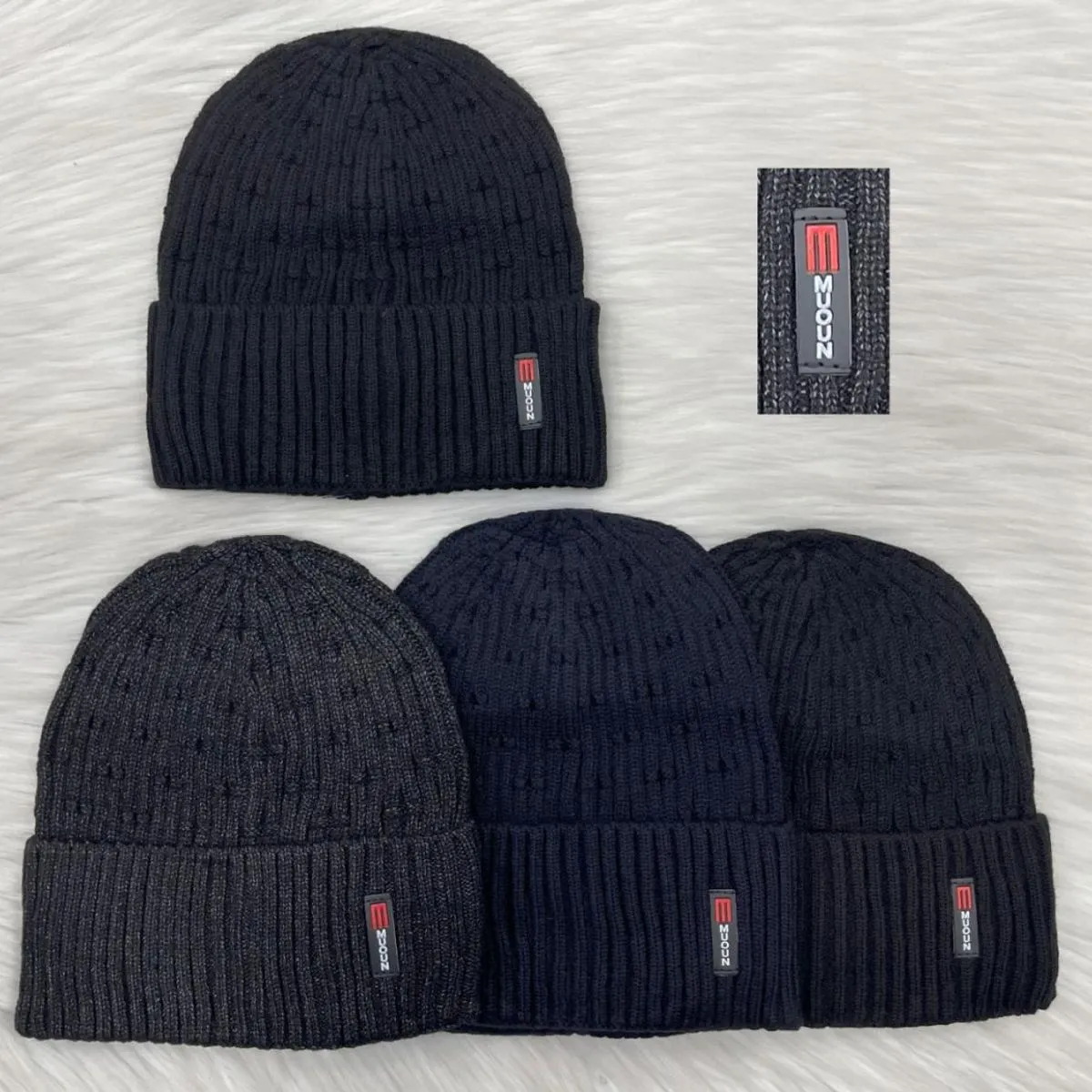 Czapki męskie beanie dzianinowe czarne różne odcienie