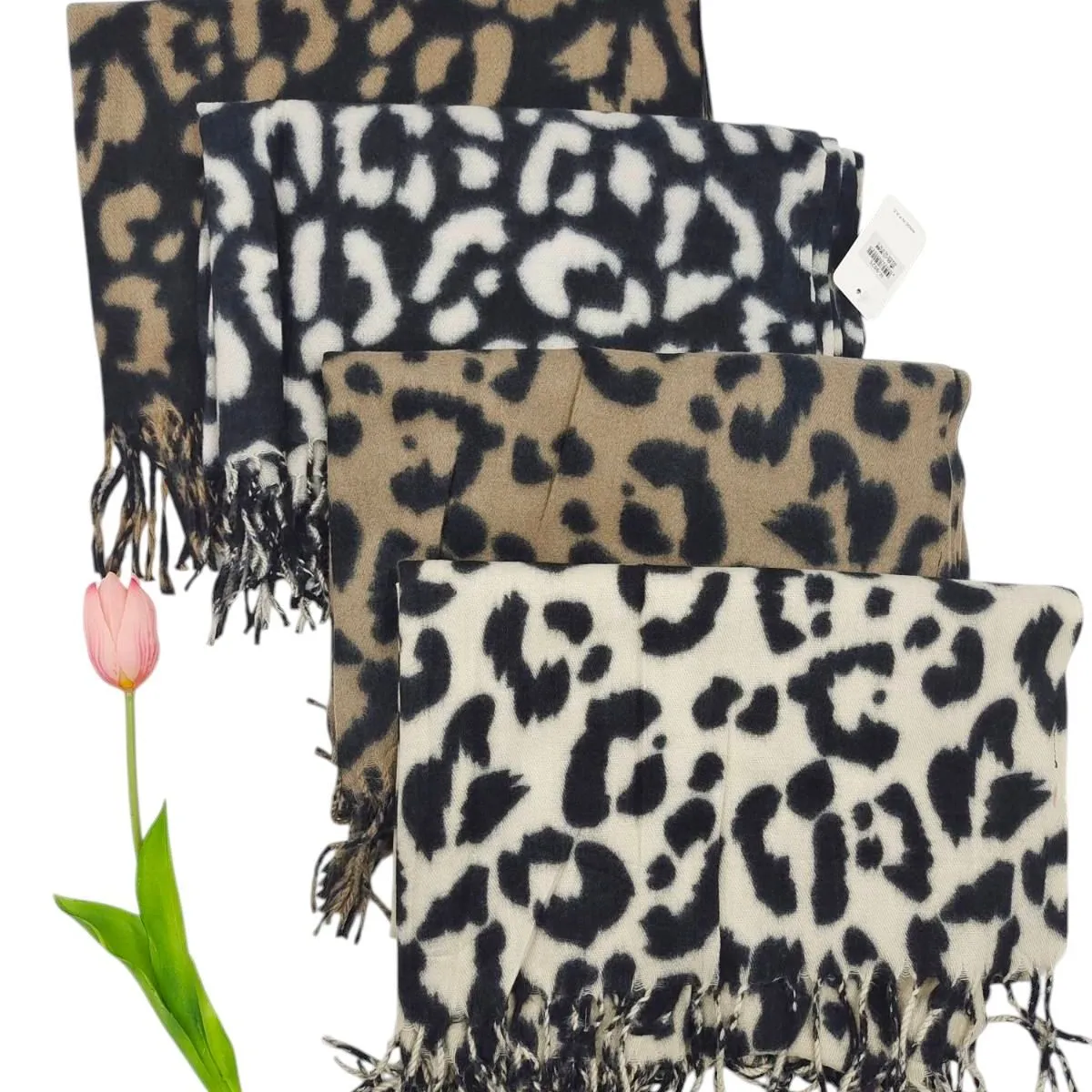 Szaliki damskie w wzór panterki H-9025, 4 kolory