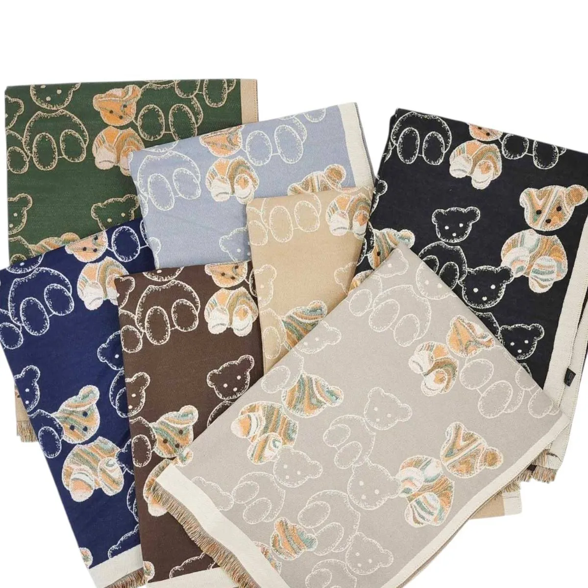 Szaliki damskie z misiami H-7607, mix kolorów