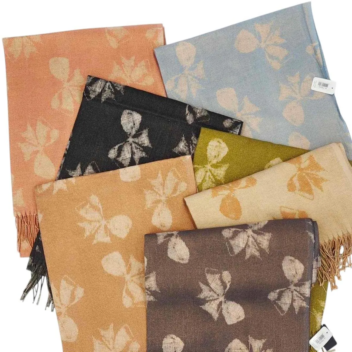 Szaliki damskie z motywem liści H-7609, mix kolorów