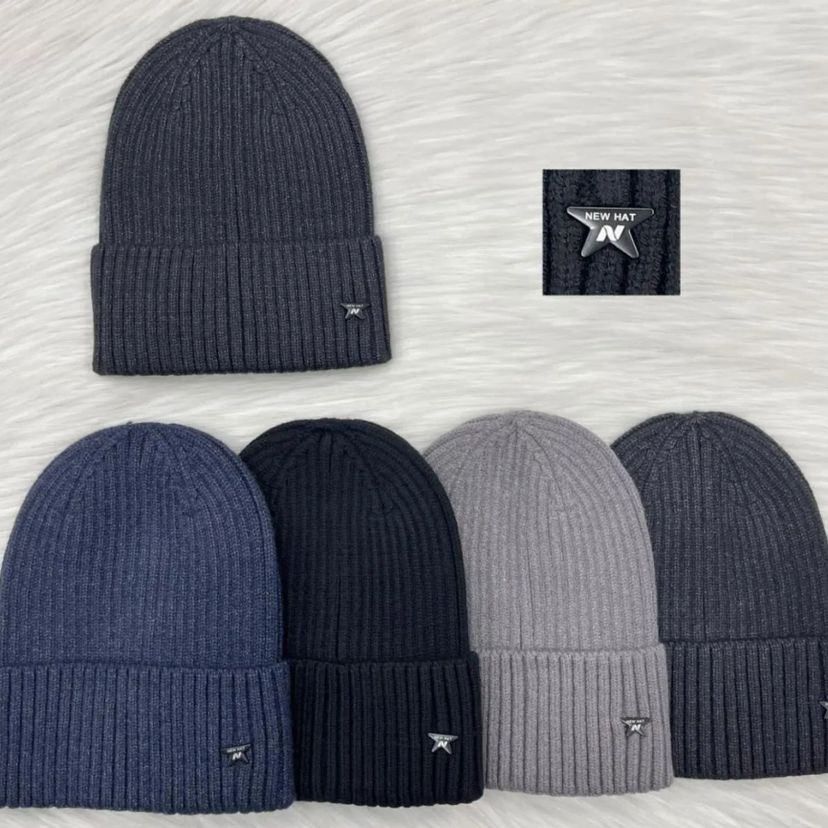 Czapki męskie beanie prążkowane 5 kolorów