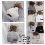 Czapki damskie z pomponem CY-83 wiskoza-angora