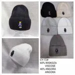 Czapki damskie beanie z misiem 60% wiskoza 40% angora
